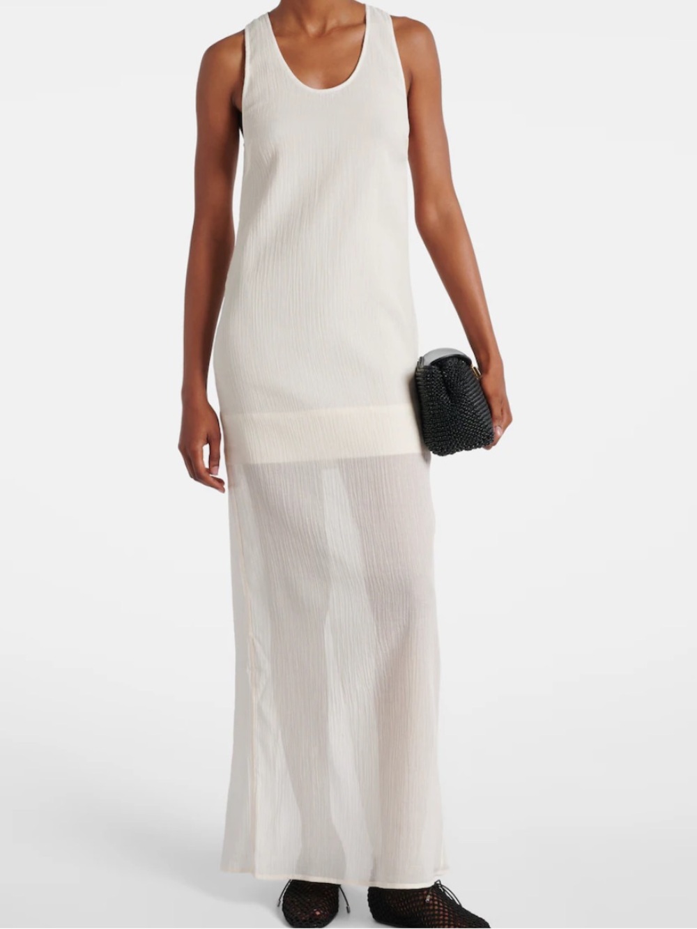 Toteme Ivory Ribbed Cotton-Silk Maxi Skirt